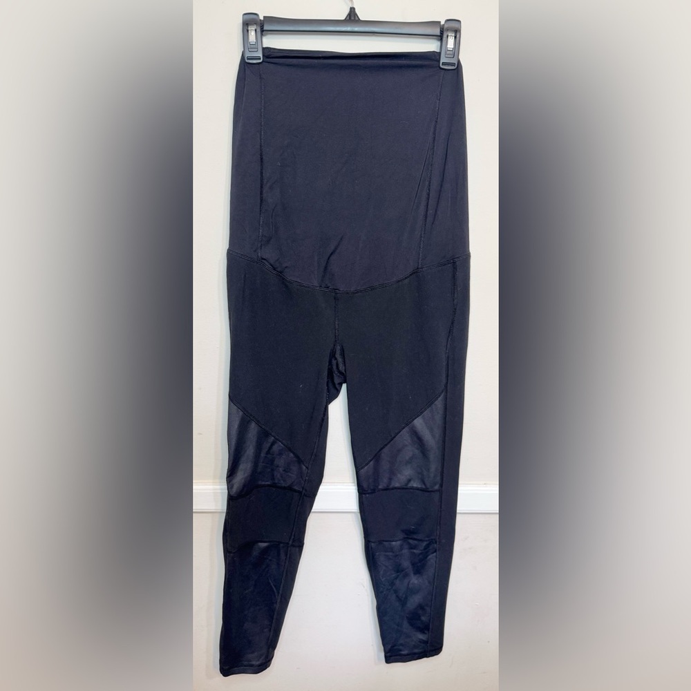 Isabel Maternity | Black Leggings with Crossback Belly Band | Size Large